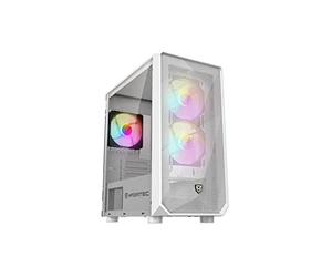 Nfortec - DYS Boîtier PC Gaming Mini Towe (MATX), 3x ventilateurs ARGB 120mm, façade en mesh, côtés en cristal plaqué, blanc