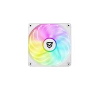 Nfortec Krater Ventilateur supplémentaire blanc 120 mm A-RGB pour PC, éclairage RGB personnalisable, 1100 tr/min, roulements hydrauliques, 12 V 0,26 A +-20%, 4 vis d'installation