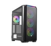 Nfortec - KRATER X Boîtier PC Gaming Mid Tower ATX,4x 120mm Ventilateurs ARGB inclus,Mesh frontal,Verre trempé latéral,Noir