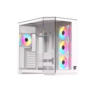 Nfortec Pulsar ATX A-RGB Tour PC Gaming, fenêtre en Verre trempé, Double caméra, Haute Performance, 4 Ventilateurs A-RGB pré-installés, Couleur Blanche