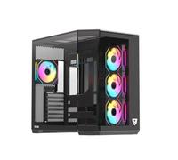 Nfortec Pulsar - Tour PC Gaming ATX - Verre trempé, Maille Micro-perforée démontable sans vis, sans filtres Anti-poussière, 4 Ventilateurs, USB-C, Liquide 360 mm, Noir