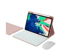 NFQZAWSKX Accessories Étui de Protection en Cuir for Tablette, Clavier QWERTY, Fente for Stylet, Compatible avec Huawei matepad 11.5S 2024 Universel(Pink+White Backlit Round KB+Mouse)