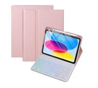 NFQZAWSKX Accessories Étui en cuir pour clavier coloré avec rétroéclairage et fente pour stylo, étui de protection en marbre, convient pour iPad 11e génération 2025/10e génération 10,9 pouces 2022