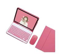 NFQZAWSKX Étui de Protection en Cuir avec Fente for Stylet et Clavier QWERTY, Compatible avec iPad 11e/10e génération, 10.9 Pouces Universel(Begonia Red+Keyboard+Mouse)