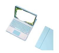 NFQZAWSKX Étui de Protection en Cuir avec Fente for Stylet et Clavier QWERTY, Compatible avec iPad 11e/10e génération, 10.9 Pouces Universel(Sky Blue+Touch Keyboard)