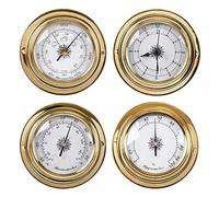NFRADFM Baromètre thermomètre hygromètre, combinaison de 4 baromètres, station météo coque en cuivre, baromètre mural