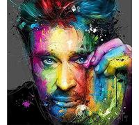 NFRAZ Peinture diamant 5D à faire soi-même, mosaïque, point de croix, image de Johnny Hallyday, broderie diamant, loisirs créatifs, sans cadre, 50 x 60 cm
