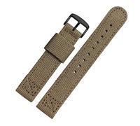 NFRFK Bande de montre en toile en denim pour bracelet de marque Sangle de sport extérieur 18 mm 20 mm 22 mm(Khaki black clasp,18mm)