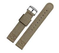 NFRFK Bande de montre en toile en denim pour bracelet de marque Sangle de sport extérieur 18 mm 20 mm 22 mm(Khaki silver clasp,22mm)