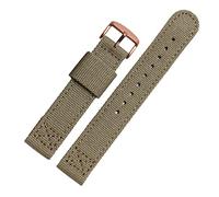 NFRFK Bande de montre en toile en denim pour bracelet de marque Sangle de sport extérieur 18 mm 20 mm 22 mm(Khaki rose gold,18mm)