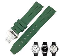 NFRFK Bracelet de montre en caoutchouc à extrémité incurvée, 19mm 20mm, pour Tissot 1853 Lelocle PRC200 Rolex Submariner Hamilton Omega, bracelet de montre étanche(Green,20mm)