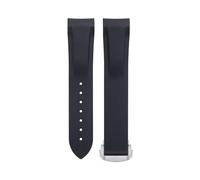 NFRFK Bracelet de montre en caoutchouc souple et flexible, pour Omega Speedmaster Moonwatch Seamaster 300 AT150 PLANET OCEAN 600, 20/21/22mm, boucle ronde argentée(Black,21mm)