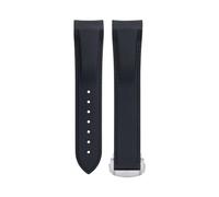 NFRFK Bracelet de montre en caoutchouc souple et flexible, pour Omega Speedmaster Moonwatch Seamaster 300 AT150 PLANET OCEAN 600, 20/21/22mm, boucle ronde argentée(Black Black,20mm)