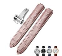 NFRFK Bracelet de montre en cuir véritable, 16mm, 18mm, 20mm, noir, bleu, marron, boucle de déploiement, bracelets de montre pour Cartier Tank Solo, Ballon bleu(Pink,22mm)