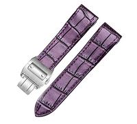 NFRFK Brotte de montre en cuir authentique exquise pour Cartier Series 20mm Élégant Design 23mm Bracelet(Purple silver buckle,23mm)
