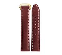 NFRFK Pour Omega Seamaster 300 150 Speedmaster 007 AT150 Bracelet de montre marron Fermoir déployant 19mm 20mm 21mm Bracelet en cuir italien(B Dark brown-gold,20mm)