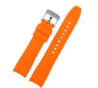 NFRFK Pour Rolex Longine Citizen BN0193 Interface incurvée SILICONE Watchband Band 19 mm 20mm 22 mm 21 Homme Bracelet Soft Accessoires(Orange silver,22mm)