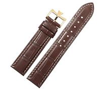 NFRFK Remplacement de bracelet de montre en cuir véritable 19/20/21/22mm pour Vacheron Constantin patrimoine VC bracelet en cuir de vachette noir bleu marron(Brown white-gold,21mm)