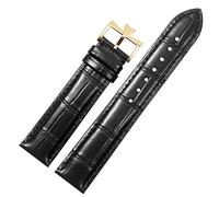 NFRFK Remplacement de bracelet de montre en cuir véritable 19/20/21/22mm pour Vacheron Constantin patrimoine VC bracelet en cuir de vachette noir bleu marron(Black-gold,20mm)