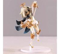 NFsgVCGJ Figurine d'anime modèle statue-blanc cheveux longs yeux noirs personnage de jeu féminin avec bandeau anneau, sautant pour la pose de joie, portant une cape, décoration de chambre, H 14,5 cm
