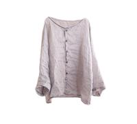 NFYM Chemise d'été légère et transparente boutonnée à manches 3/4 en lin Ramie pour femme, Lavande, taille unique