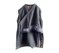 NFYM Gilet matelassé sans manches asymétrique à nouer pour femme, noir, taille unique