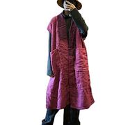 NFYM Gilet sans manches en coton imprimé floral pour femme, gilet long chinois vintage patchwork, rose, taille unique