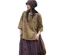 NFYM Hauts d'été pour femmes, chemisier à manches courtes, t-shirt décontracté et confortable, en coton, Vert/jaune, Taille Unique