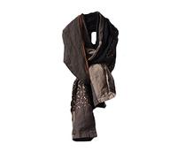 NFYM Longue écharpe chaude en coton et lin pour femme - Automne et hiver - Style rétro patchwork - Chaque pièce unique, Patchwork café, 71"*9"
