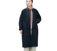 NFYM Manteau d'hiver matelassé léger pour femme - Veste décontractée chinoise rétro, noir, taille unique