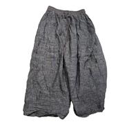 NFYM Pantalon court décontracté en lin pour femme avec taille élastique et cordon de serrage, Gris foncé., Taille Unique
