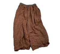NFYM Pantalon court décontracté en lin pour femme avec taille élastique et cordon de serrage, orange foncé, Taille Unique