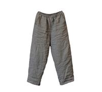 NFYM Pantalon d'hiver chaud en lin matelassé longueur cheville pantalon droit rembourré épais avec poches pour femme, vert olive, Taille Unique