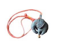 NFYM Pendentif fait à la main en tissu de lin petit éléphant clochette pendentif animal bon augure vêtements collier, 11 inch length, Lin
