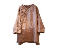 NFYM Pull en coton et lin pour femme - Col montant avec boutons grenouille chinoise, rose foncé, Taille Unique