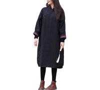 NFYM Robe matelassée légère pour femme, vêtement d'extérieur long, vintage, col Cheongsam, manteau, noir, taille unique