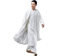 NFYM Shaolin Moine Kung Fu Robe de méditation en coton et lin pour homme, Gilet blanc., Taille XL