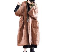 NFYM Trench vintage pour femme à manches longues ouvert sur le devant, orange foncé, taille unique