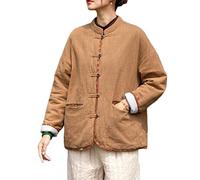 NFYM Veste d'hiver courte matelassée pour femme, manteau d'hiver léger et unique boutonné avec poches, jaune foncé, taille unique