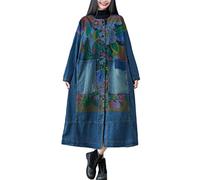 NFYM Veste en jean à capuche pour femme - Style vintage - Imprimé patchwork - Style décontracté - Grande taille, Col rond, taille unique plus