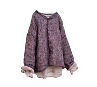 NFYM Veste en ramie boutonnée de style vintage pour femme - Léger - Printemps et automne, violet, taille unique