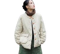 NFYM Veste matelassée chaude faite à la main en ramie naturelle avec poche pour femme, lin, taille unique