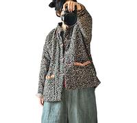 NFYM Veste matelassée légère pour femme avec poches et imprimé floral, noir, taille unique