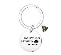 Nfyxcaz Porte-clés amusant « Son Daughter » de la part de maman, cadeau « Don't Do Stupid », cadeau pour adolescents, garçons et filles, argenté, taille unique