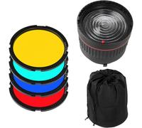 NG-10X - Lentille de mise au point lumineuse de studio - Avec 4 filtres de couleur - Pour flash LED