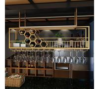 NGAMITSX Étagère à vin Flottante en métal pour plafonds Suspendus, Support en Fer Moderne pour Bouteilles d'alcool et Bouteilles de vin dorées, étagères à vin suspendues élégantes pour la décoration