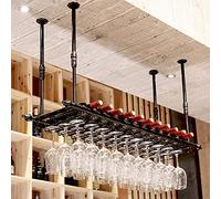 NGAMITSX Étagère de Rangement Industrielle Suspendue au Plafond pour Verres à Champagne, en métal Noir, Style Vintage, pour Bouteilles et Verres, pour la Maison, Le Bar, la Cuisine (Dimensions : 80 x