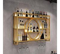 NGAMITSX Étagère Murale Ronde Industrielle à 3 Niveaux avec Crochets pour Verres à vin, étagère Flottante pour Bar, présentoir à Bouteilles de vin en Fer, pour la Maison, Le Restaurant, Les Bars, dor