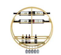 NGAMITSX Étagères de Bar flottantes murales Rondes, présentoir pour Bouteilles d'alcool, Support Mural Suspendu pour Verres à vin, Support de Bar, étagère Murale de Cuisine pour la Maison, Le Bar, la