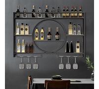 NGAMITSX Meuble Mural pour Boissons, Bar doré avec réfrigérateur à vin, présentoir à vin, Petite Armoire à Liqueur, vitrine à Whisky (Dimensions : 120 x 15 x 80 cm, Couleur : Noir)